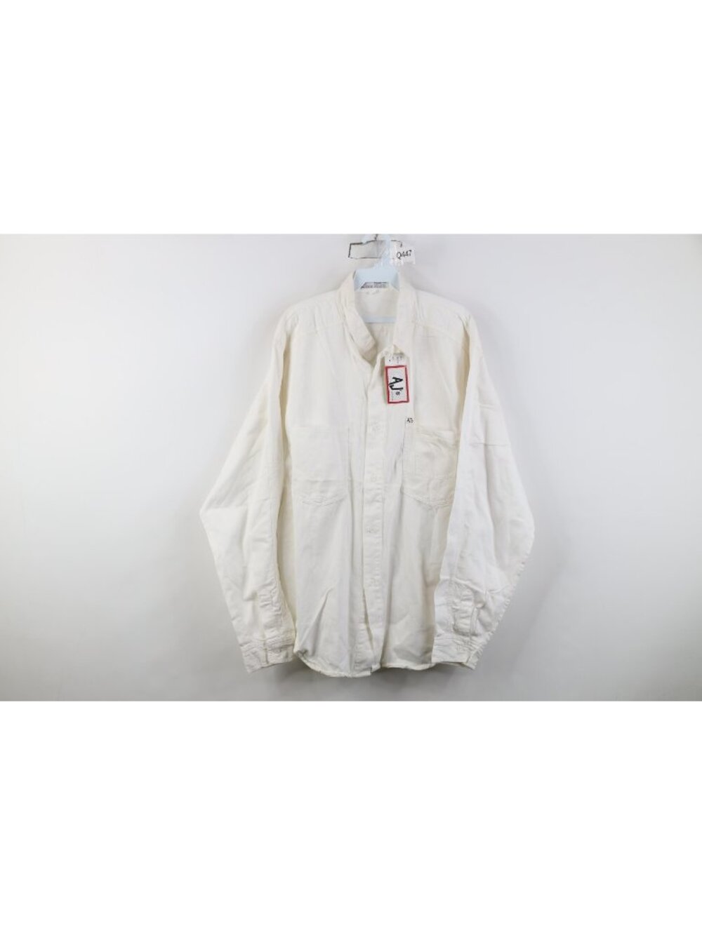 Deadstock Vintage 90s Streetwear Mens Medium Baggy Denim Jean Button Shirt White